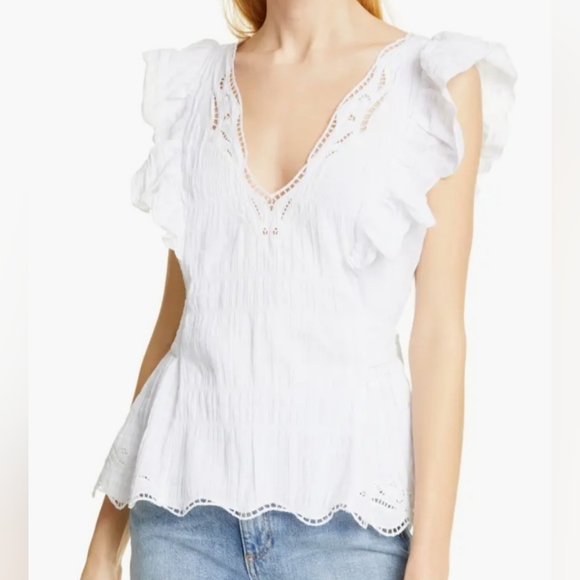 Tanya Taylor Connie Top In White Size 3X NWT MSRP $295 - Picture 6 of 12